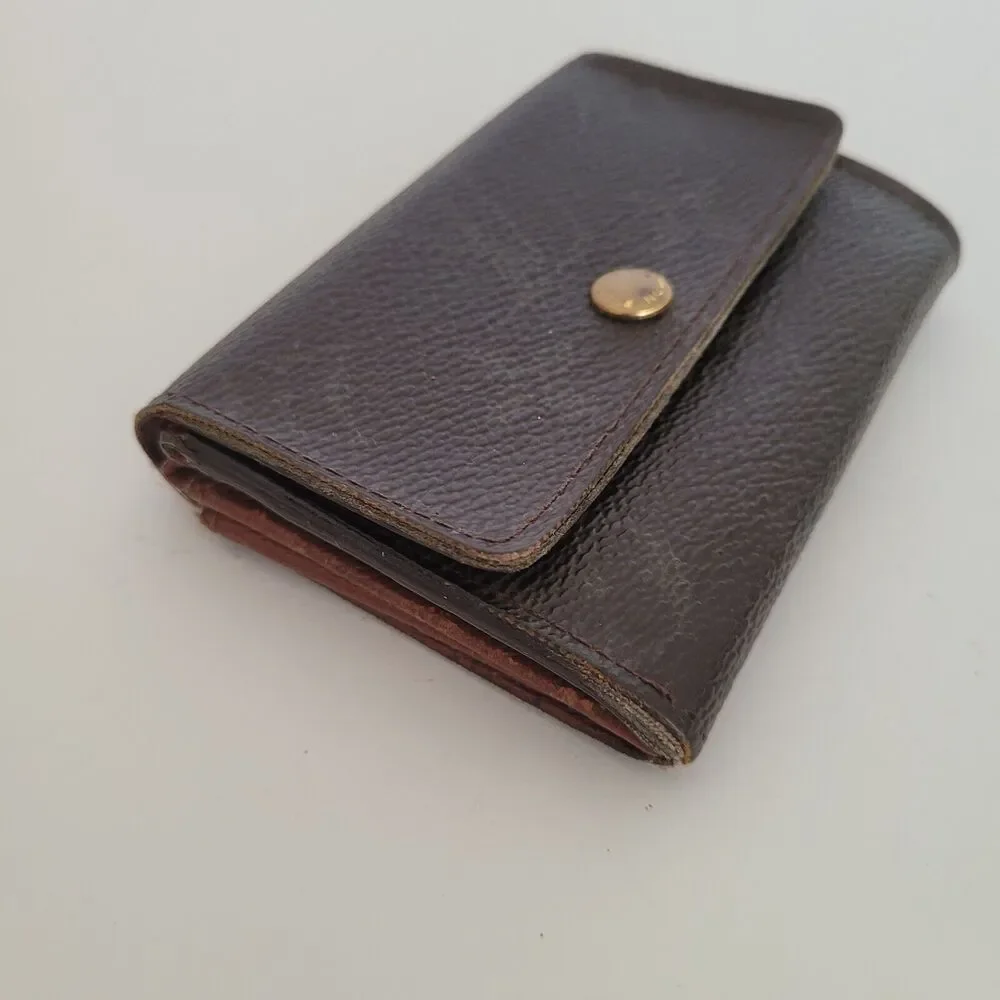 Louis Vuitton LV Micro Brown Folding Monogram Leather Card Wallet Smal Authentic - Picture 11 of 12